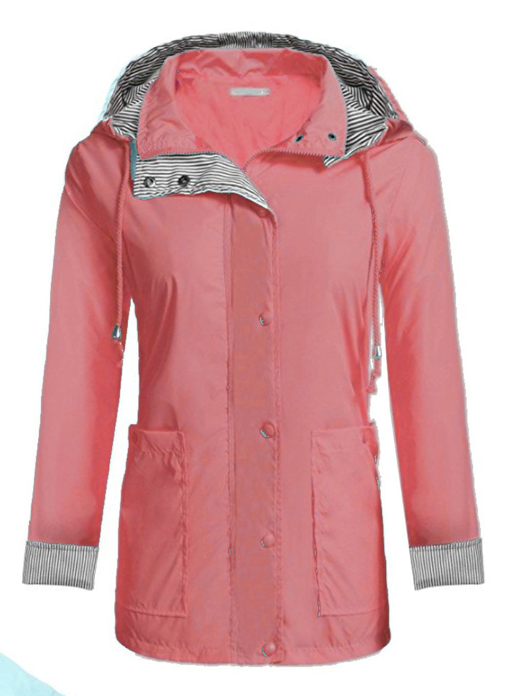 Lightweight Women Hooded Raincoat with Pockets Long Sleeve Outdoor ...