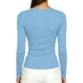 thumbnail image 5 of Lmueinov Long Sleeve Shirts for Women Ribbed Knit Scoop Neck Slim Fitted Going Out Tops Soft Stretchy Solid Color Basic Tee Womens Fall Casual Outfits, 5 of 6