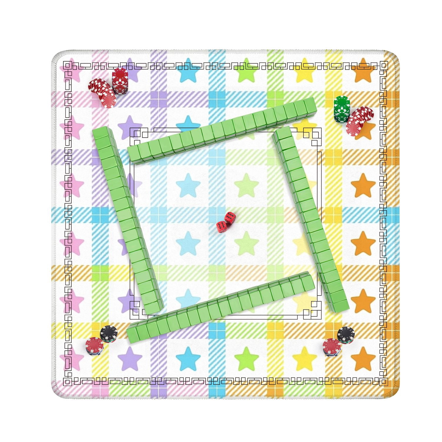 Mahjong Mat 31.5" x 31.5" Abstract Geometric Vibrant Gradient Colors Modern Design Non-Slip Noise Reduction American Mahjong Tiles Table Cover for Dominoes Poker Card Board Games Gift
