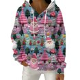thumbnail image 2 of Women's Fashion Casual Christmas Print Pullover Long-Sleeve Hooded Sweatshirt, Festive Fall Winter Wear with Soft Fabric and Holiday Theme for Cozy Comfort,Hot Pink,M, 2 of 5