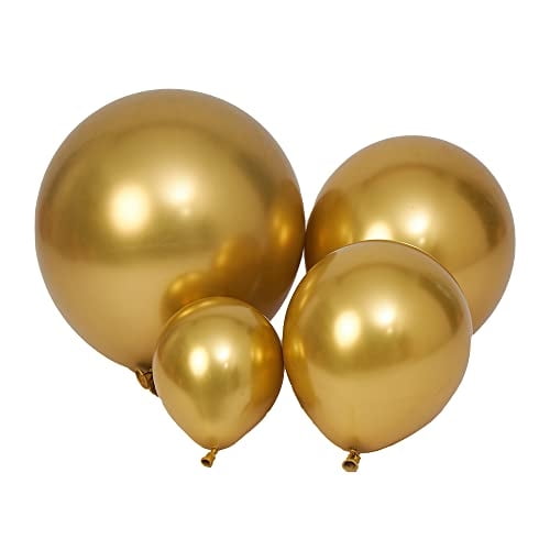 Globos DECGOL de látex dorado metálico, 100 unidades (18 cm + 30 cm + 25