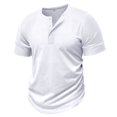 thumbnail image 2 of SWSMCLT Men's Button Henley Shirt Pull On Cotton Elasthane Breathable Spring Regular Fit Tee Comfy Shirt Casual White 3X-Large, 2 of 5