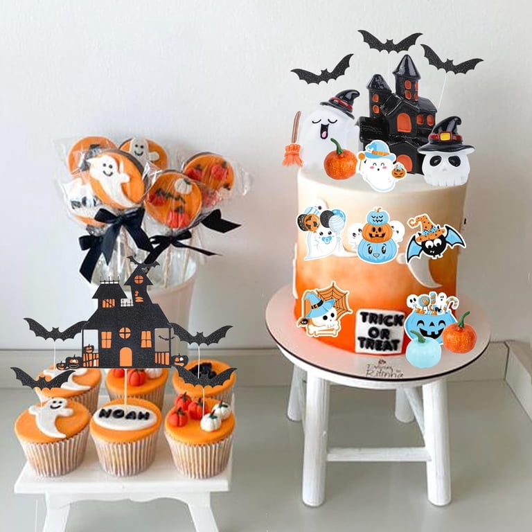 Set Décoration Gâteau Halloween - 33 Toppers Pour Cupcakes Et Gâteaux - Motifs Araignée, Citrouille