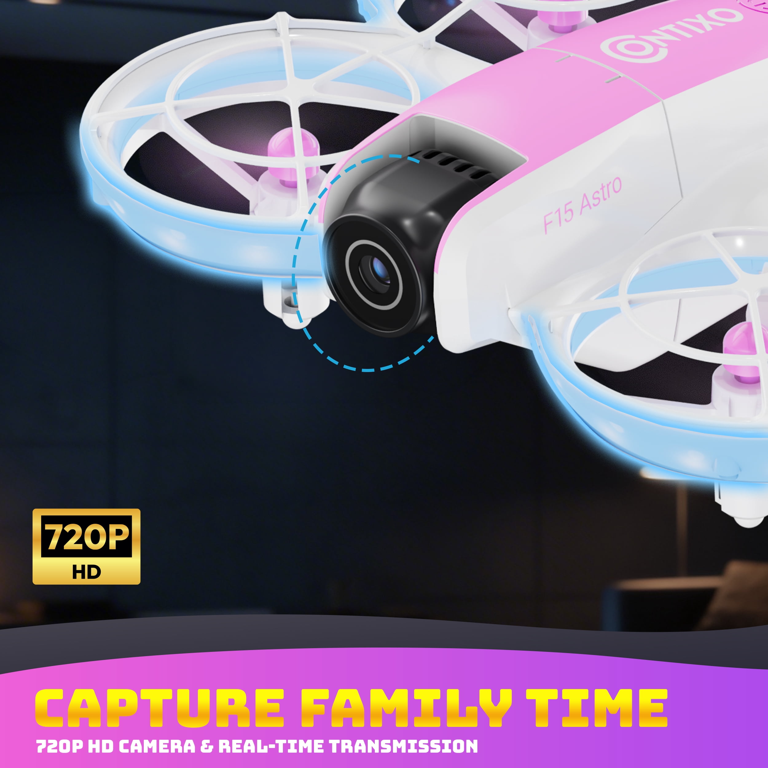 Contixo F15 Aerial Drone Skins w/ Remote Controller & Manual, Pink