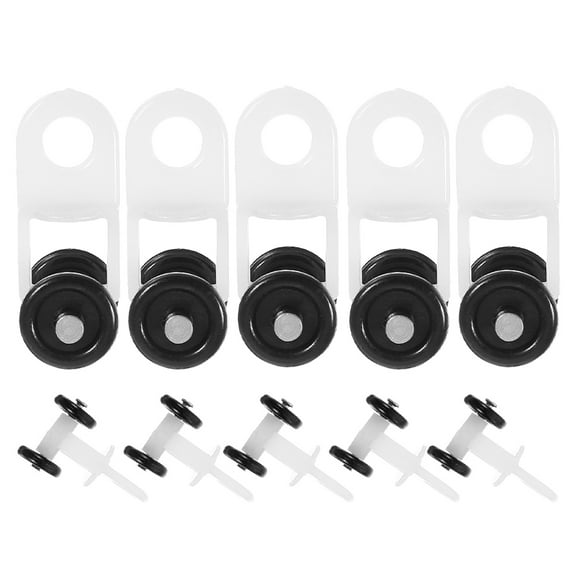OUNONA 10pcs Curtain Track Roller Hooks Curtain Rail Ceiling Gliders Plastic Two-Wheel Silent Wheeled Curtain Carrier Glider Hooks For Shower Curtain Home Decor