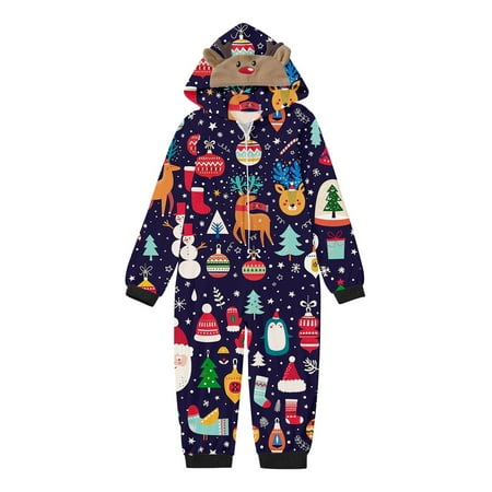 

Christmas Pajamas for Family Black Family Pjs Matching Sets Children s Autumn And Winter Casual Loose Fitting Long Sleeved Pants with Round Neck Print Children