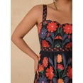 thumbnail image 4 of Black Womens Floral Embroidered Maxi Dress With Spaghetti Straps And Sweetheart Neckline, 4 of 6