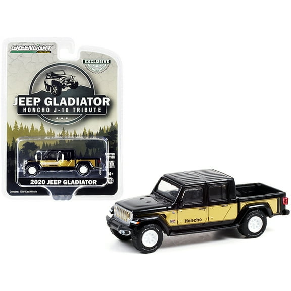 Diecast 2020 Jeep Gladiator Pickup Truck Black and Gold "Honcho J-10 Tribute" "Hobby Exclusive" 1/64 Diecast Model Car by Greenlight