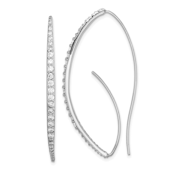 Primal Silver Sterling Silver Rhodium-plated Cubic Zirconia Threader Earrings