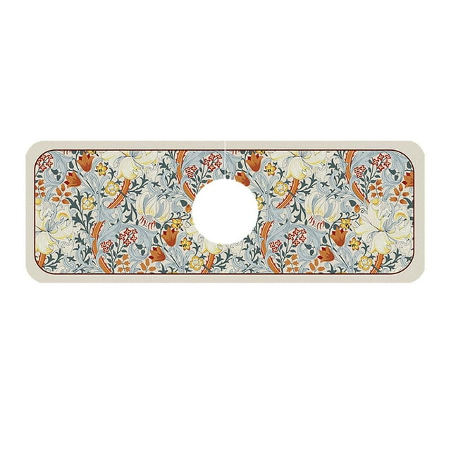 Alfombrilla para grifo de cocina superabsorbente de 5,51'' x 14,96'', antideslizante, lavable y rápida Flor amarilla