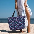 thumbnail image 6 of Daiia Flower Blue Skull Beach Travel Bag - Water-Resistant Beach Bag, Lightweight Tote with 7 Pockets for Women and Men - Gym,Pool,Camping,Reusable Grocery Bag, 6 of 7