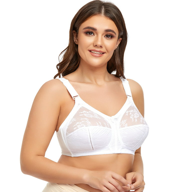 Women's Plus Size Minimizer Sleep Unlined Full Coverage Lace Wirefree Bra  40A