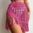 thumbnail image 2 of gakvbuo Summer Beach Cover Up Dress For Women Swimwear Bikini Bathing Suit Coverups Women's Hollow Out Knitted Skirt Perspective Split Tassel Half Length Short Skirt Beach Cover, 2 of 4