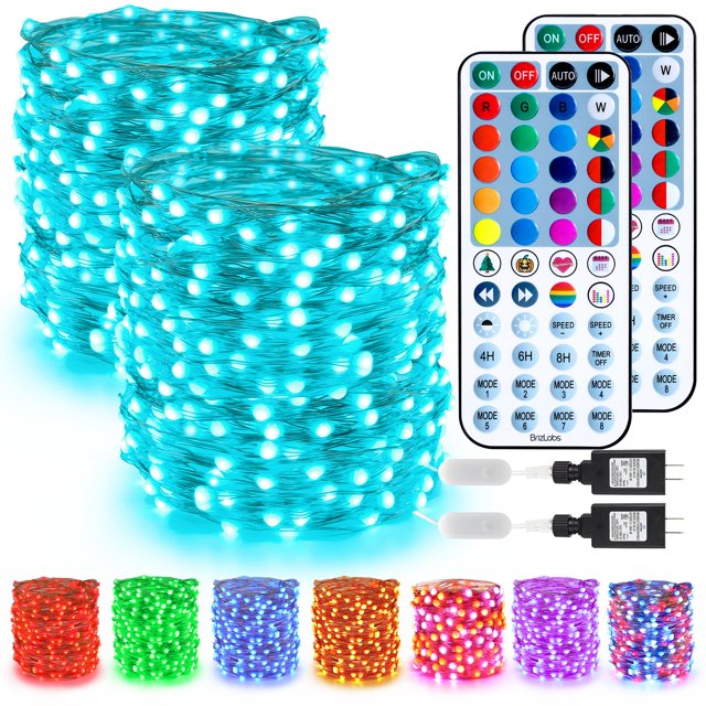 Guirnalda de luces BrizLabs, paquete de 2, 20 m, 200 LED que cambian de color