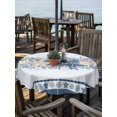 thumbnail image 2 of Outdoor Tablecloth with Umbrella Hole for Patio/Picnic/Party/Camping, Navy Blue Starfish Coastal Waterproof Table Cloth Round Cover Washable, Ocean Beach Coral Nautical (Dia 60"), 2 of 8