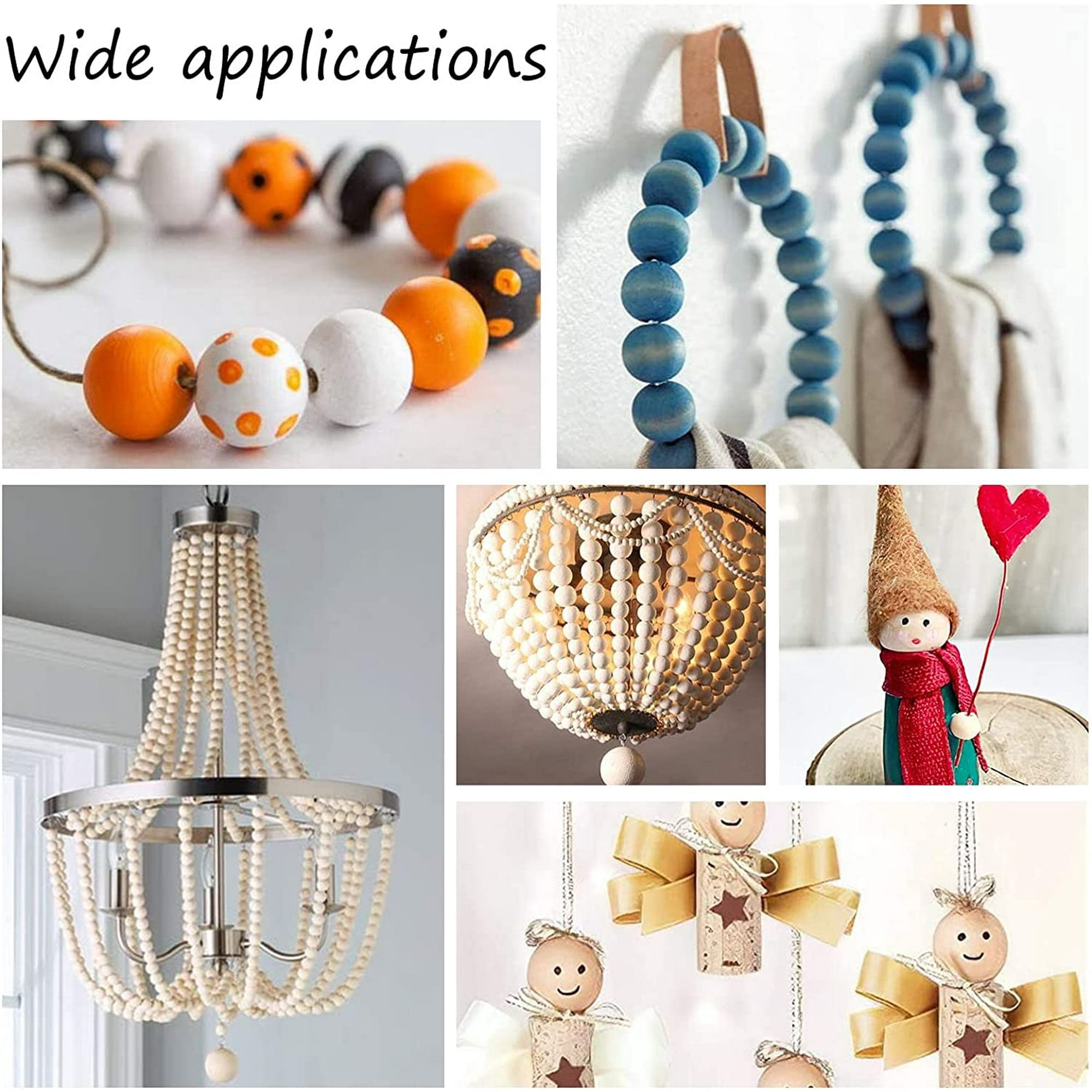 Xiao Hua Wood Beads 100 pieces, 25mm (1 inch) natural unprocessed wooden spacer beads, suitable for bracelet pendants, handicrafts, hair accessories, DIY production, Christmas decoration