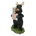 thumbnail image 2 of Rustic Western Whimsical Black Bear With Antlers And Feed The Deer Sign Figurine, 2 of 9