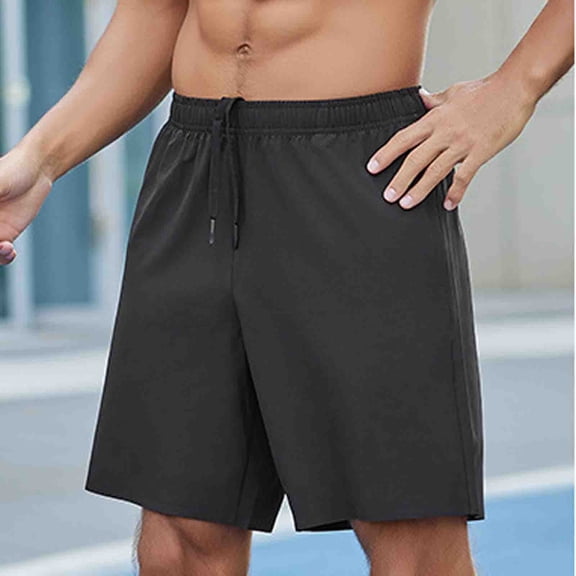 Aimik Mens Athletic Shorts Zippered Pockets Drawstring Waist Mens Sport Shorts Summer Quick Dry Skin-Friendly Shorts for Fitness
