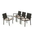 thumbnail image 3 of Porto Outdoor Wicker Armed Dining Chairs with Cushions, Set of 4, Multibrown, Textured Beige, 3 of 12