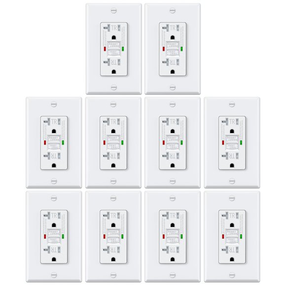Salida GFCI ELECTECK 20A, paquete de 10 con indicador LED blanco
