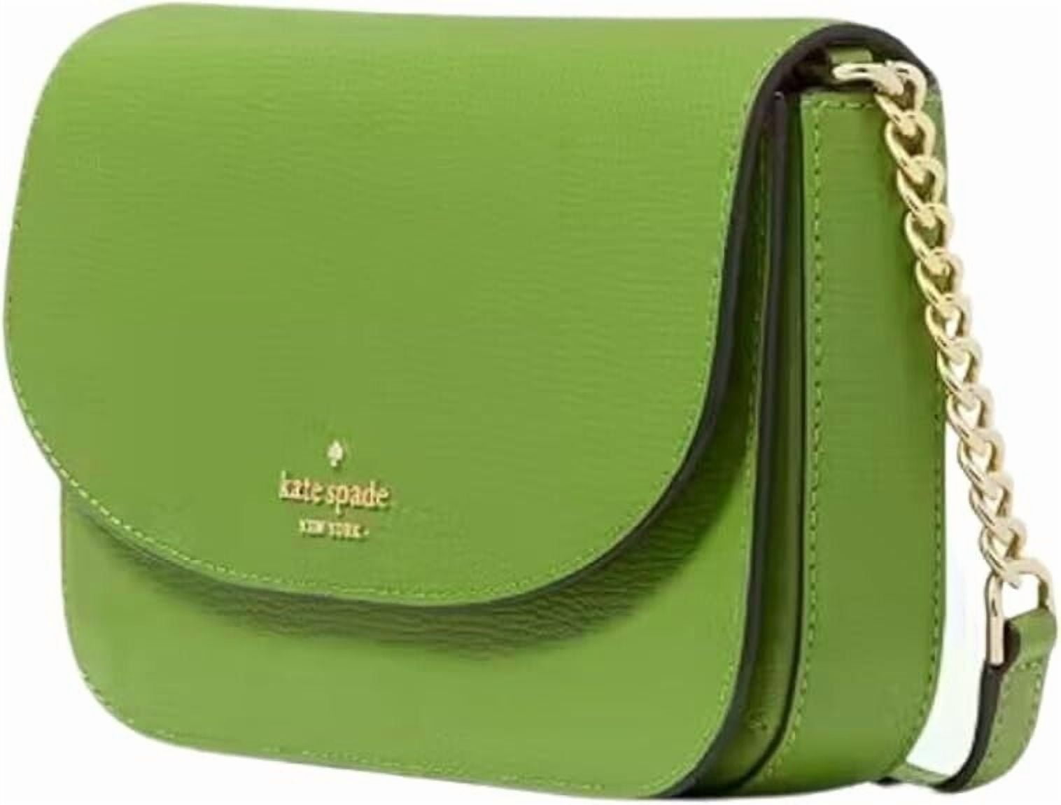 Kate Spade Kristi Turtle Green Leather Chain Flap Crossbody Bag