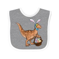 Inktastic Easter Velociraptor with Bunny Ears Boys or Girls Baby Bib