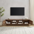 thumbnail image 3 of Walker Edison Rustic Open and Closed Storage TV stand for TVs up to 80”, Rustic Oak, 3 of 13
