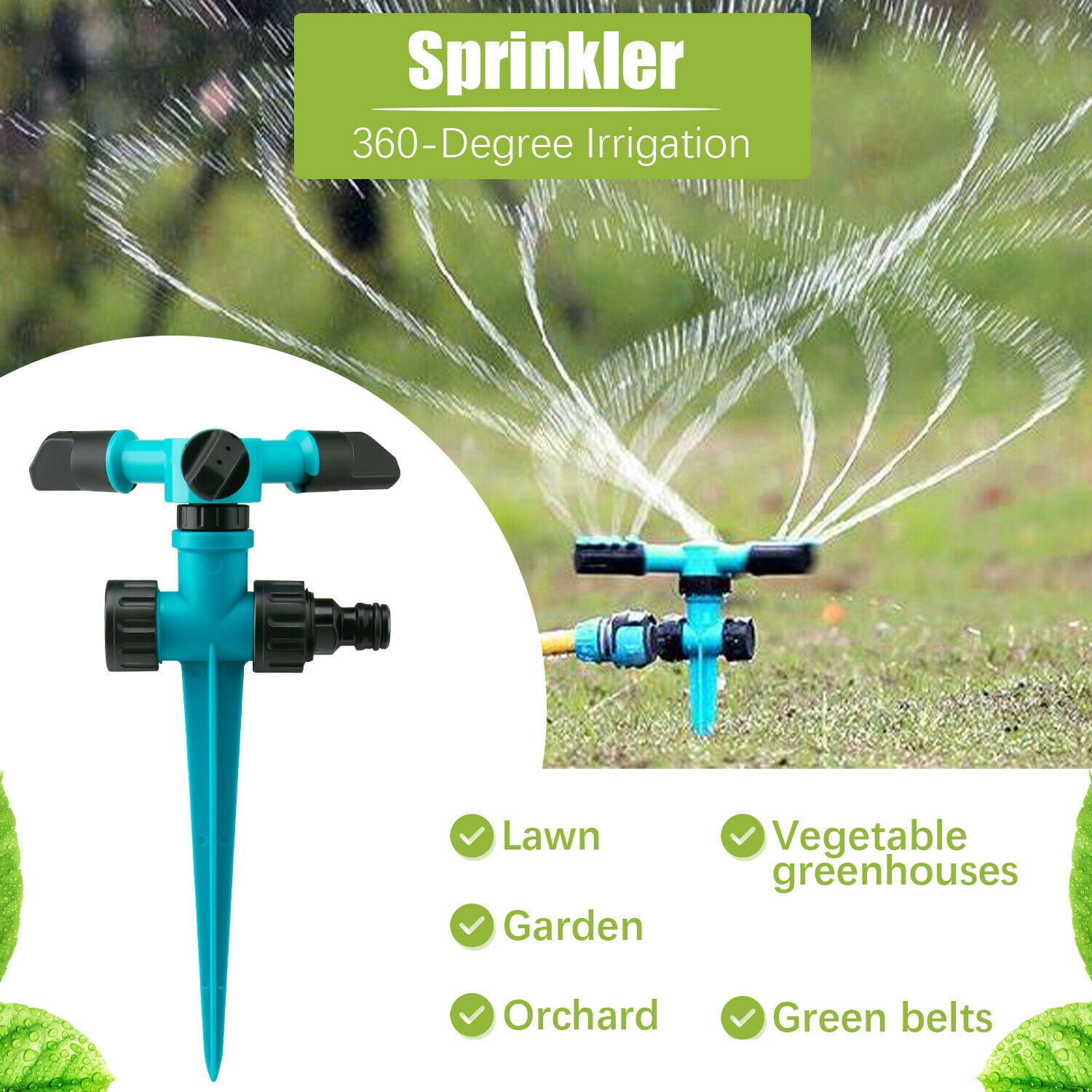 LELINTA Lawn Sprinkler 360°Flexible Garden Yard Automatic Adjustable