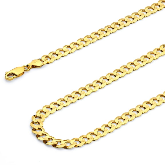 Wellingsale 14k Yellow Gold Polished Solid 5.5mm Cuban Concaved Curb Chain Necklace - 20"