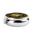 thumbnail image 3 of ZICANCN Round Pill Box Organizer with 3 Compartment, Death Tribe Skull Yellow Print Portable Travel Pill Cases for Pocket or Purse, 3 of 6