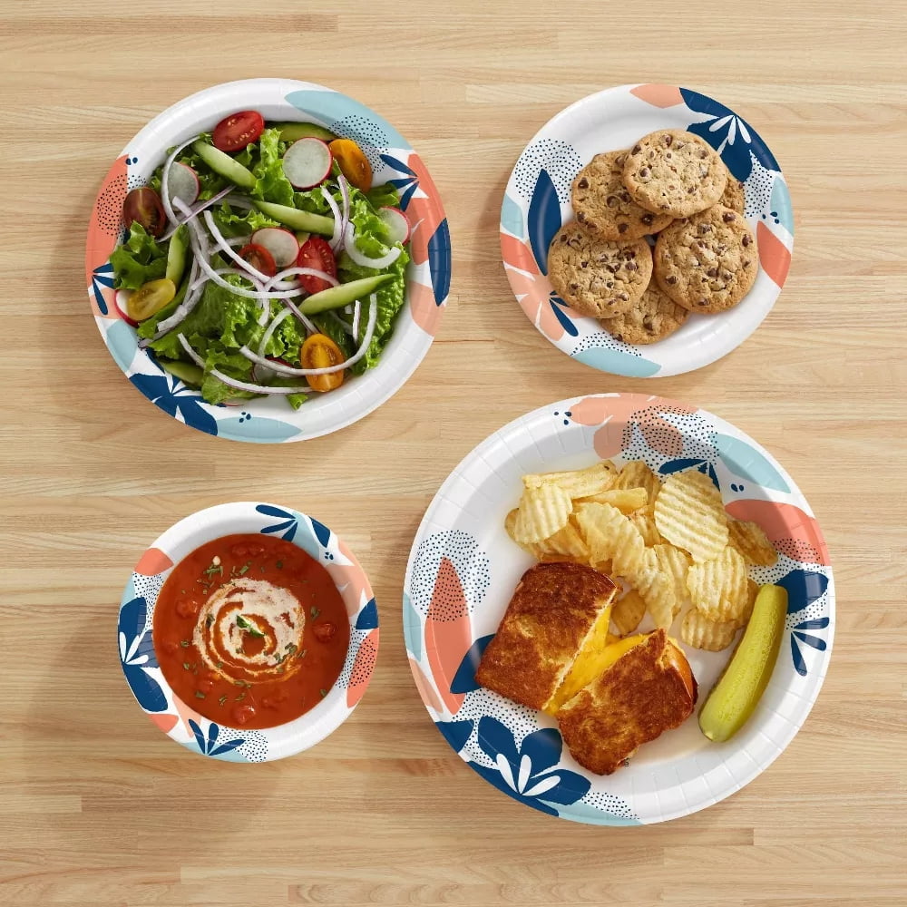 Everyday 10 1/16" Paper Plates - 150ct: Microwave-Safe, Leak & Cut-Resistant, Floral Pattern
