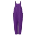 thumbnail image 5 of GaThRRgYP Womens Jumpsuits and Rompers Summer,Jumpsuits for Women Plus Size Fashion,Womens Overalls Casual Loose Dungarees Romper Baggy Playsuit Cotton and Linen Jumpsuit Purple XXXL, 5 of 8