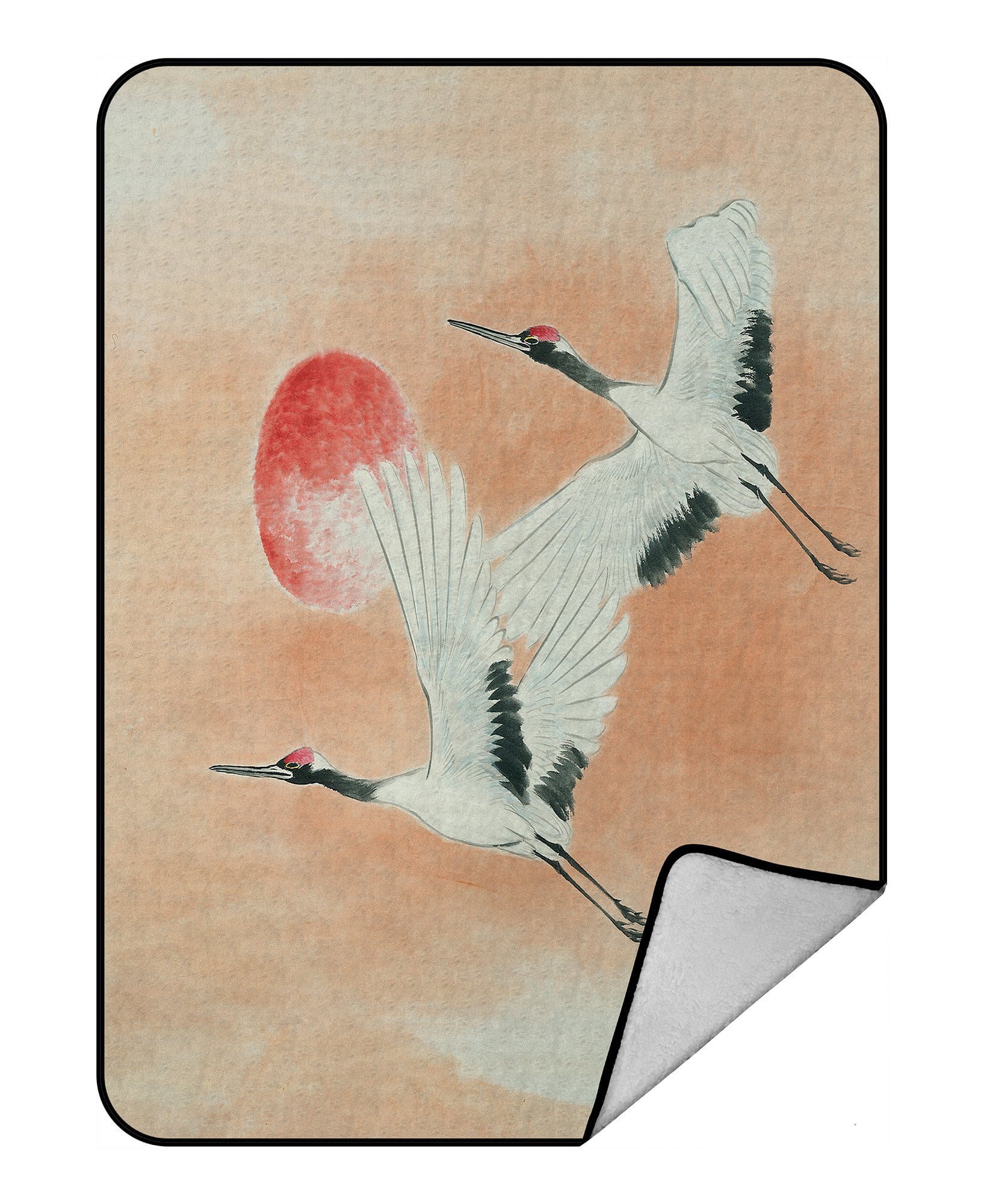 PHFZK Japan Japanese Blanket, Asian Traditional Painting with Cranes