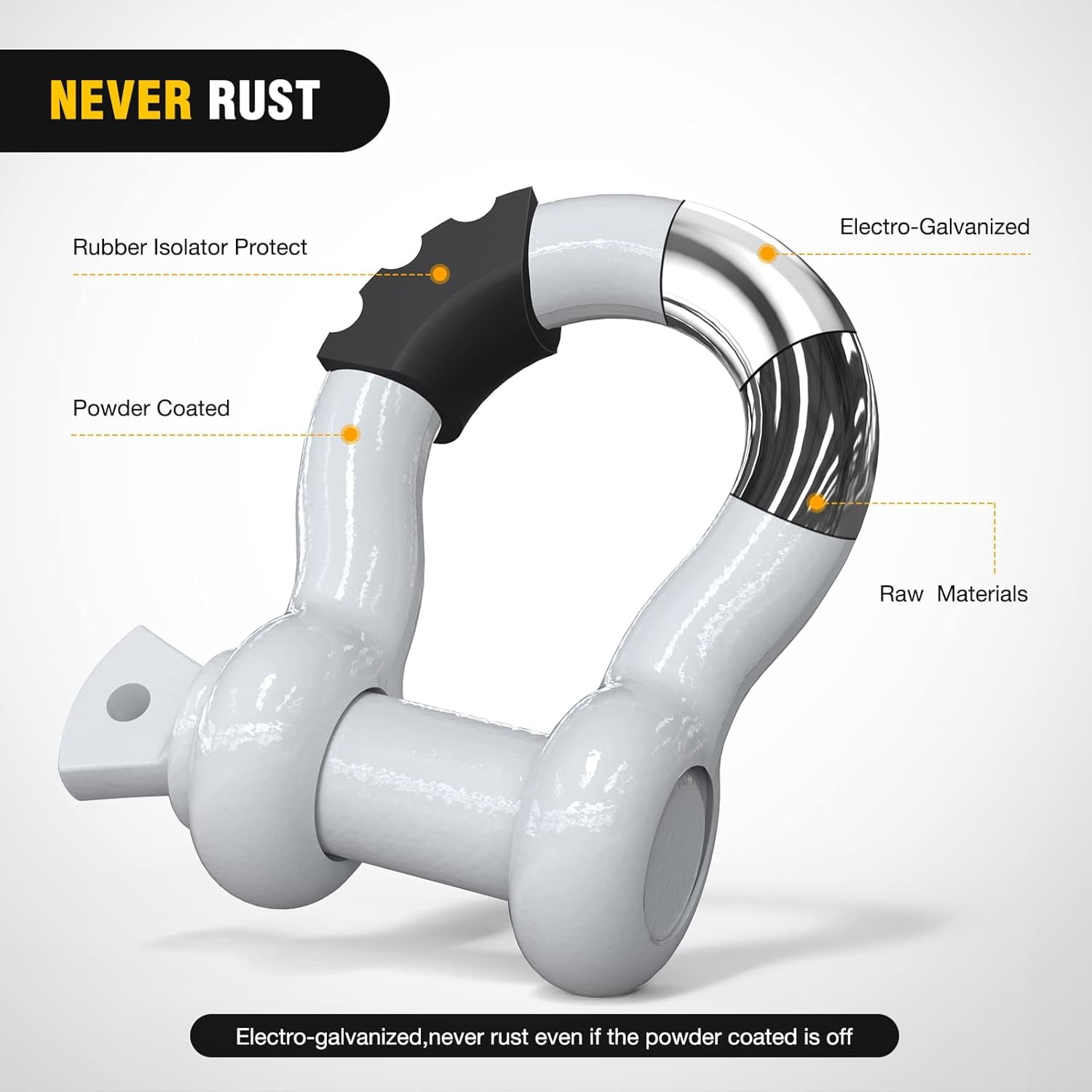Nilight 2 Pack 3/4" D-Ring Shackle with 7/8" Screw Pin 41,887lbs Break Strength, Heavy Duty off Road Recovery Shackle with Isolators Washers for Use with Tow Strap, Winch, Off-Road Jeep Truck Vehicle