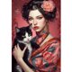 thumbnail image 5 of Hilo de bordar de algodón ecológico completo, punto de cruz estampado de niña y gato de 11CT, 45x65cm, 5 of 9