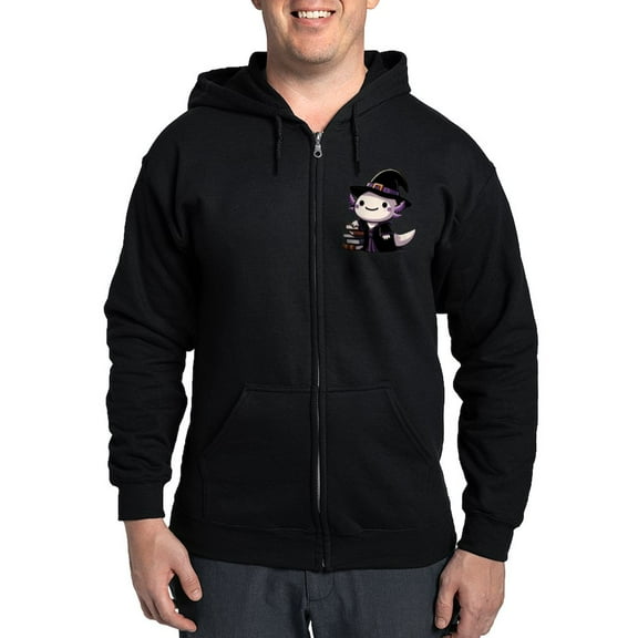 CafePress - Axolotl Witch Cute Halloween Men's Zip Up Hoodie - Zip Hoodie, Classic Hooded Sweatshirt with Metal Zipper