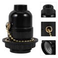 thumbnail image 4 of 2pcs Adaptador de bases de lámpara de plástico E27 Bombilla Soporte de lámpara Colgante Tornillo Tapa Zócalo Vintage con cremallera de extracción (Negro), 4 of 7