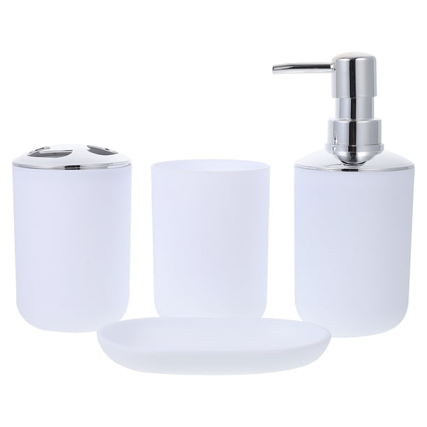 1 juego de jabonera de plástico, botella de loción, vaso para cepillo de dientes, accesorios de baño