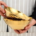 thumbnail image 4 of Japanese Ramen Noodle Soup Bowl Sets,2 Sets (8 inch) Gold Double Layer 18/8 Stainless Steel Bowl Sets with Chopsticks and Spoons, 4 of 8