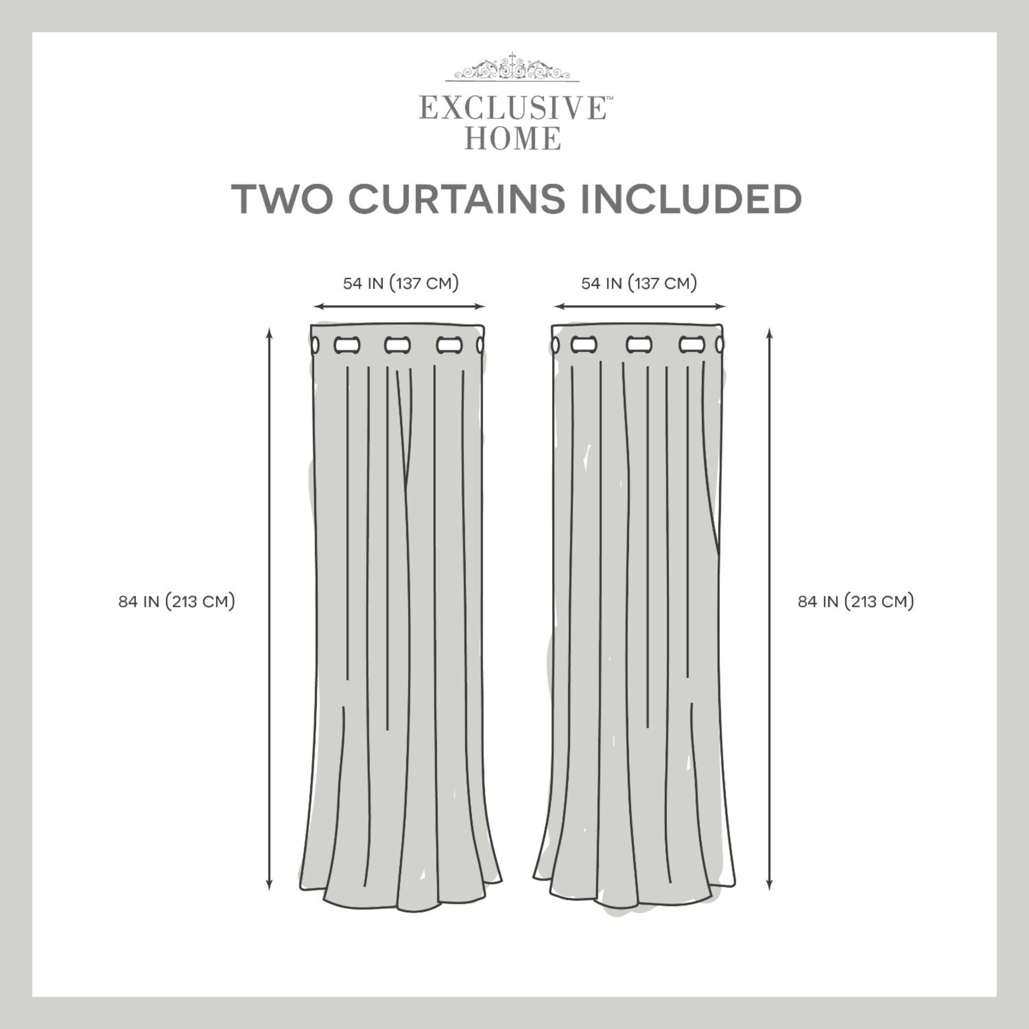 Exclusive Home Alfie Room Darkening Blackout Grommet Top Curtain Panel Pair, 52"x84", Black Pearl, Set of 2