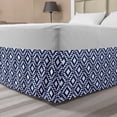 thumbnail image 1 of Boho Bed Skirt, Tribal Geometric Aztec Culture Motif of Triangle Shapes Peruvian Traditional, Elastic Bedskirt Dust Ruffle Wrap Around for Bedding Decor, 4 Sizes, Dark Blue and White, by Ambesonne, 1 of 2
