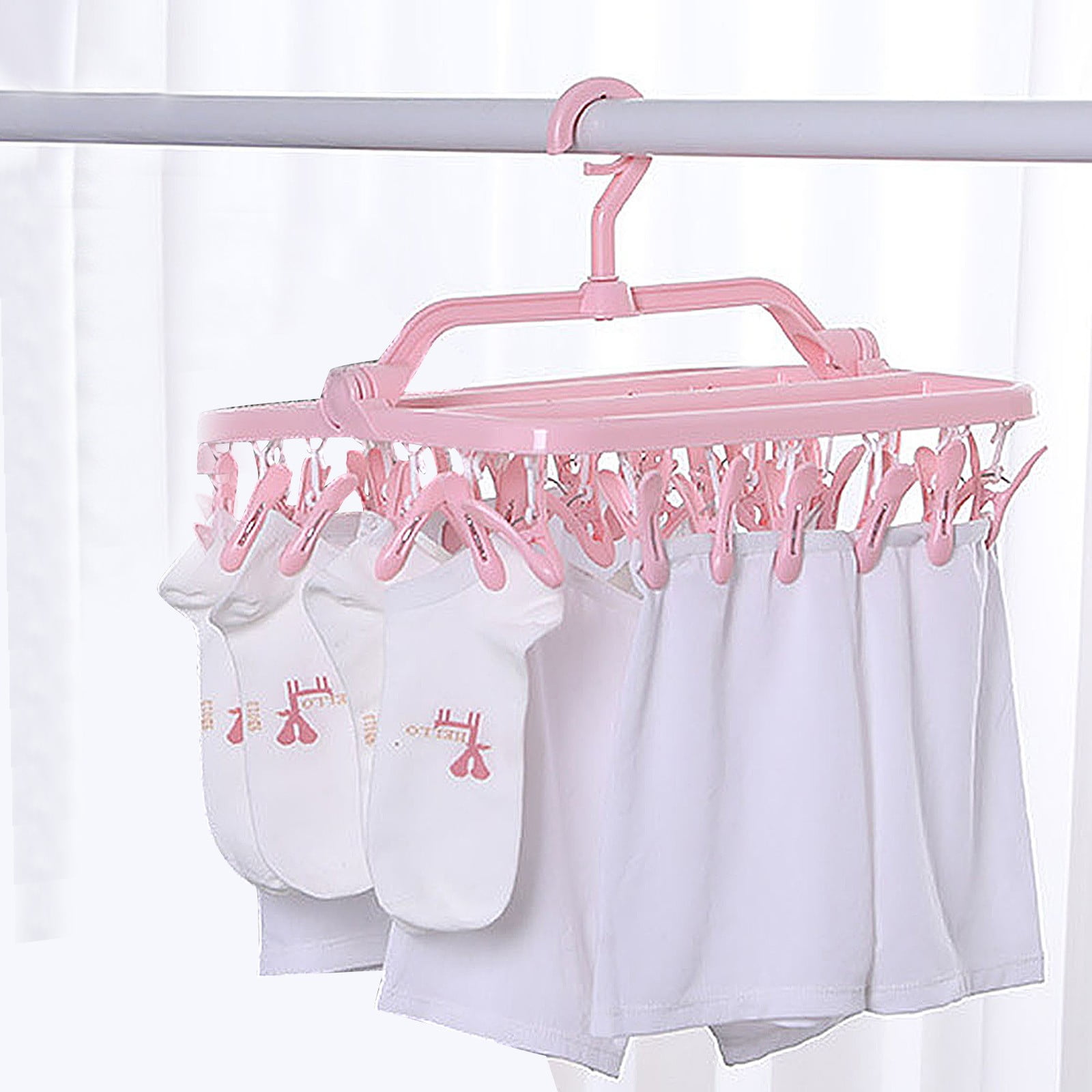 Needhep Heavy Duty Clothing Hangers, Portable Foldable Clothes Drying Rack Smart Heavy Duty Velvet Hangers Clothes Hangers With 360° Swivel Hook, for Organization Clothe (Blue)