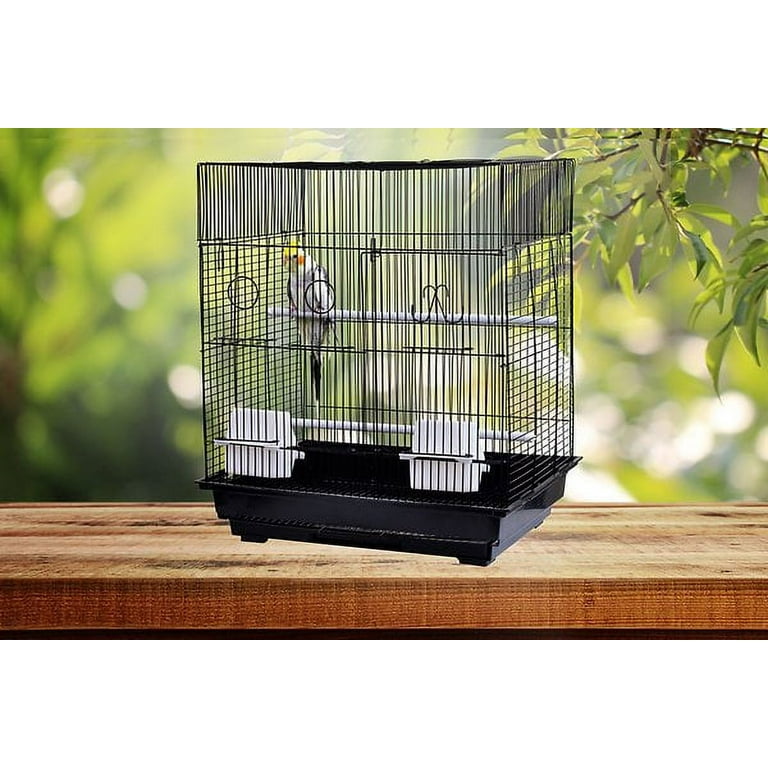 AE Cage Company Flat Top Bird Cage Black 18