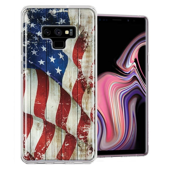MUNDAZE For Samsung Galaxy Note 9 Vintage American Flag Design Double Layer Phone Case Cover