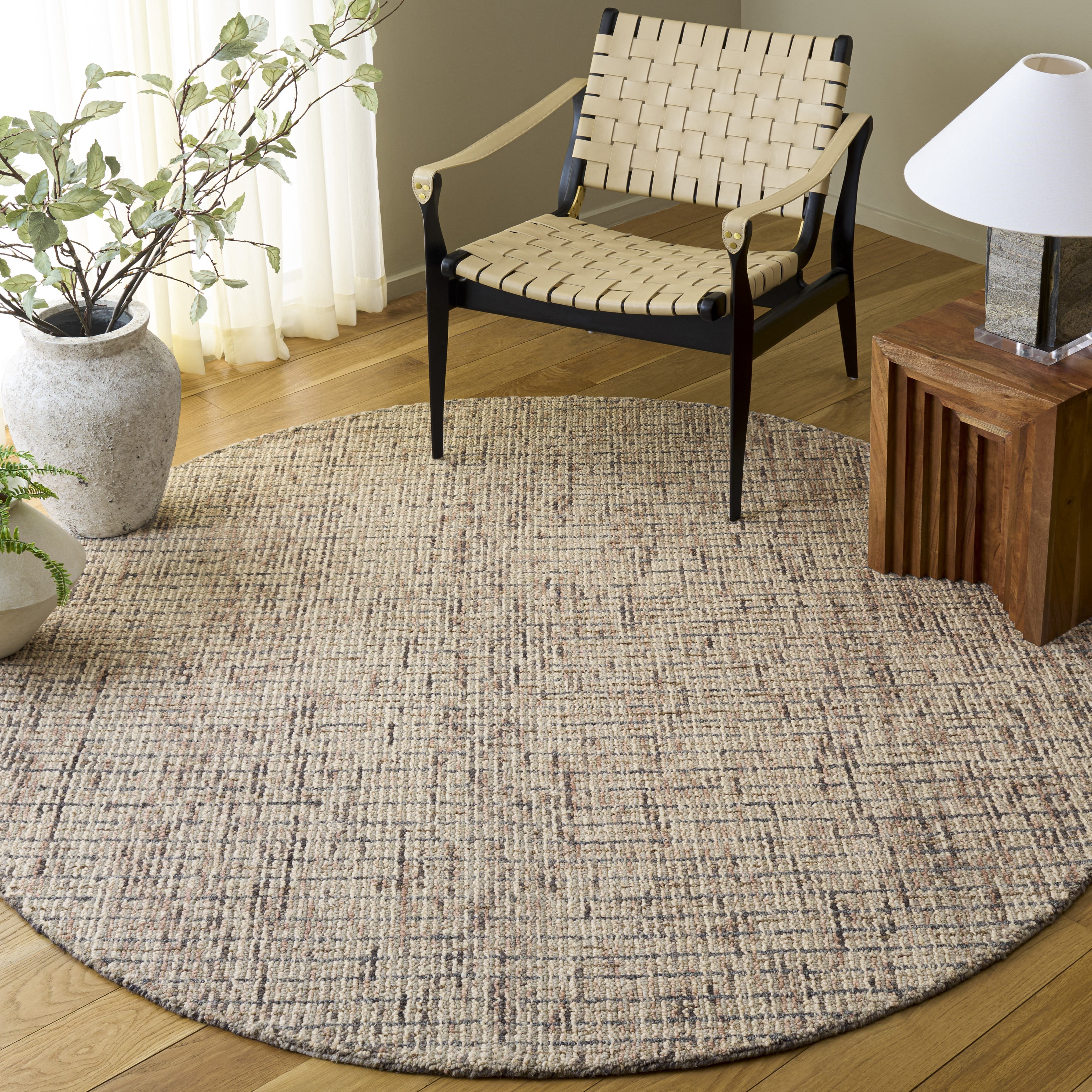 Safavieh Abstract Delia Distressed Wool Area Rug, Beige/Brown, 6' x 6' Round