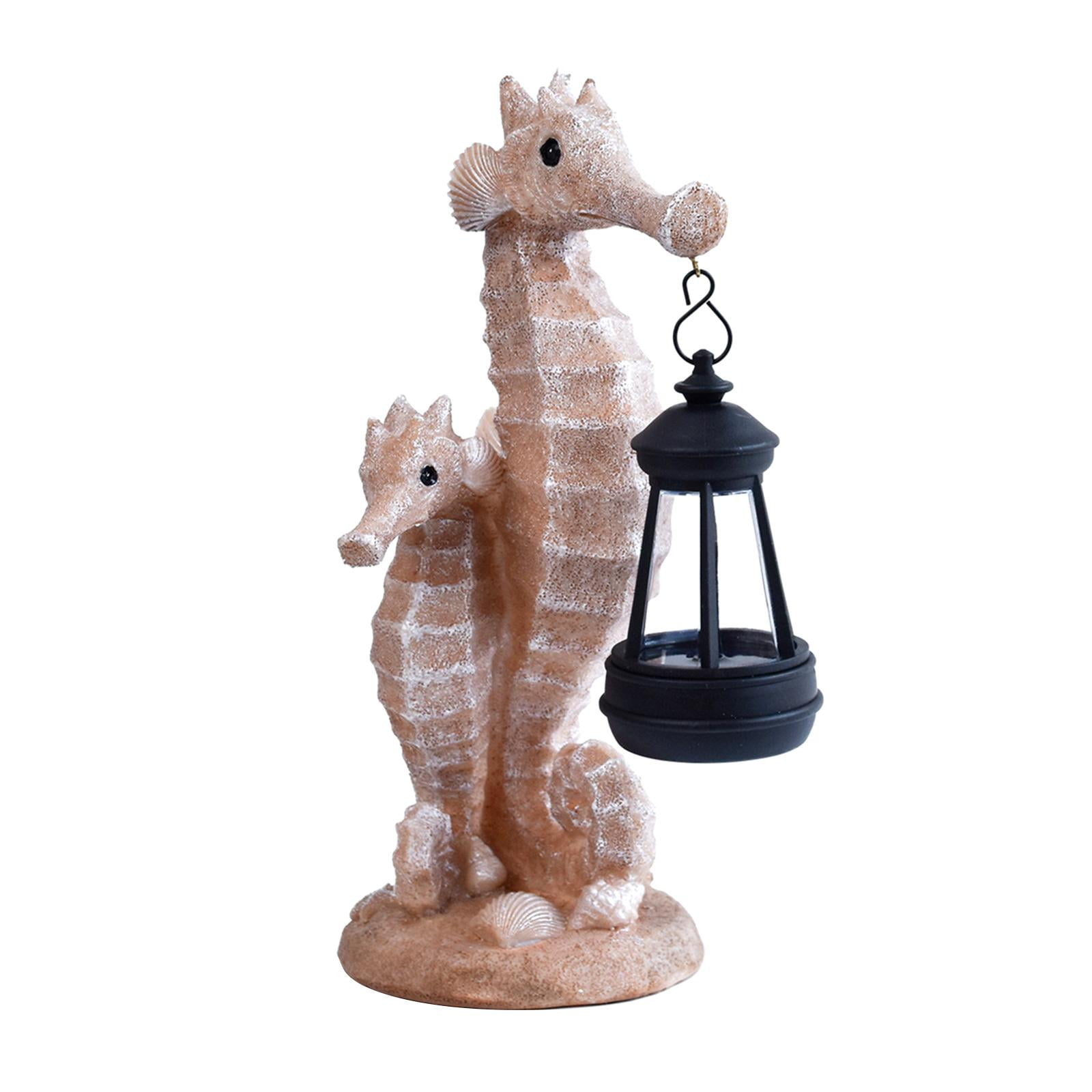 koolsoo Solar Powered Light Ornaments, Seahorse Sculpture, Solar Lantern, Cute Garden Statue, Resin Figurine for Gardening, Outdoor Gift, Gift in