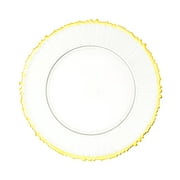 Simply Elegant 13" Clear Glass Charger Plates ( 4-Set) with Sunflower shape and Edge in Metallic Finish (Gold)