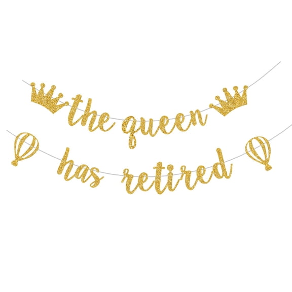 The Queen Has Retired Banner for Gold Retirement Party/Officially Retired/Happy Retirement Party Sign Bunting Decoration Garlands Backdrop Supplies (Pre-Strung)