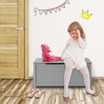 thumbnail image 4 of Kids Toy Chest, Wooden Storage Box Organizer with Seating Bench, Safety Hinged Lid and Large Storage Space, Boys and Girls Wooden Storage Chest Cabinet, for Living Room, Bedroom, Playroom, Gray, D1023, 4 of 10