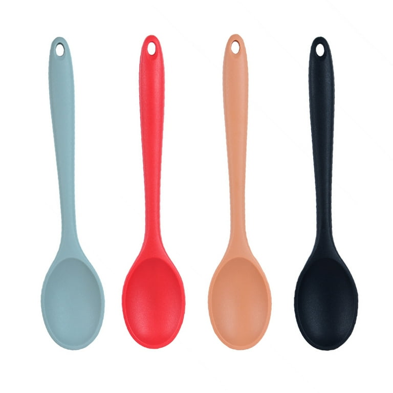 4 Pcs Silicone Nonstick Mixing Spoon, Silicone Cooking Spoons, for Kitchen  Cooking Baking Stirring Serving (Red,Black)